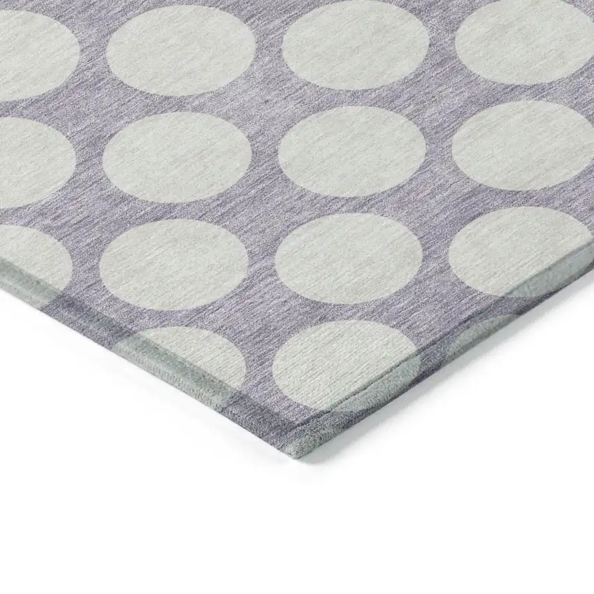 Lavender Polka Dot Washable Indoor Outdoor Area Rug Photo 6