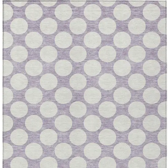 Lavender Polka Dot Washable Indoor Outdoor Area Rug Photo 4