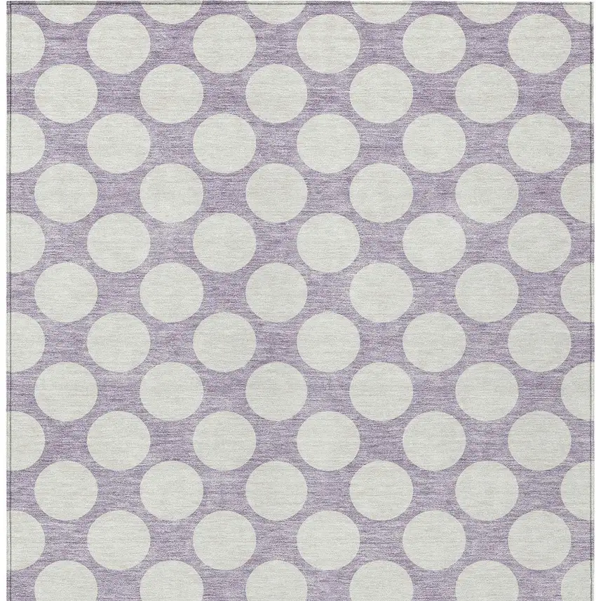 Lavender Polka Dot Washable Indoor Outdoor Area Rug Photo 4