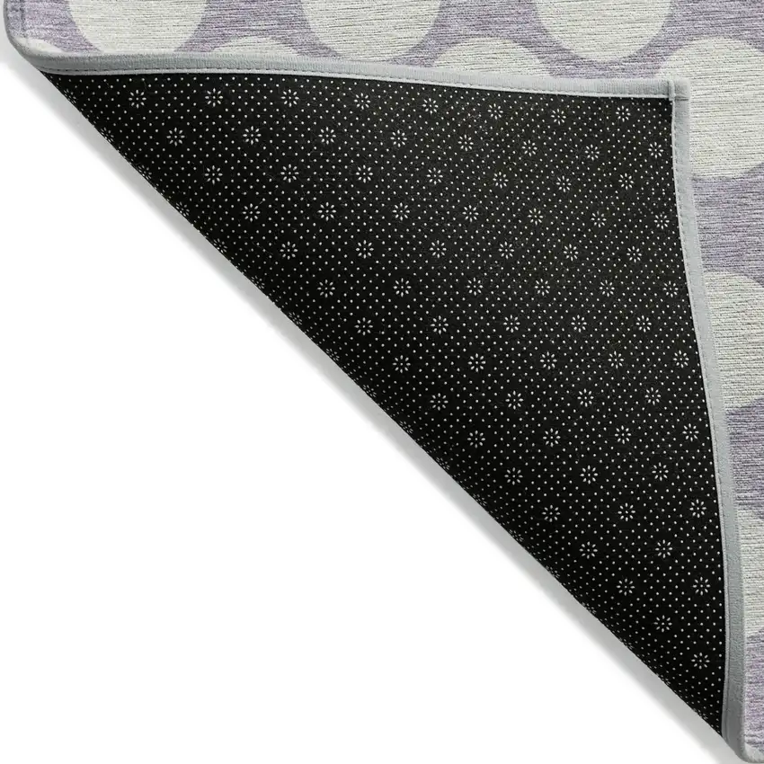 Lavender Polka Dot Washable Indoor Outdoor Area Rug Photo 5