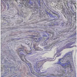 Photo of Lavender Purple And Gray Abstract Washable Indoor Outdoor Area Rug