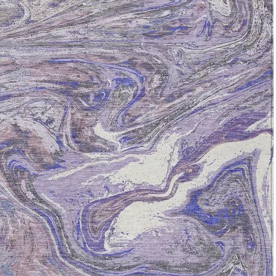 Lavender Purple And Gray Abstract Washable Indoor Outdoor Area Rug Photo 6