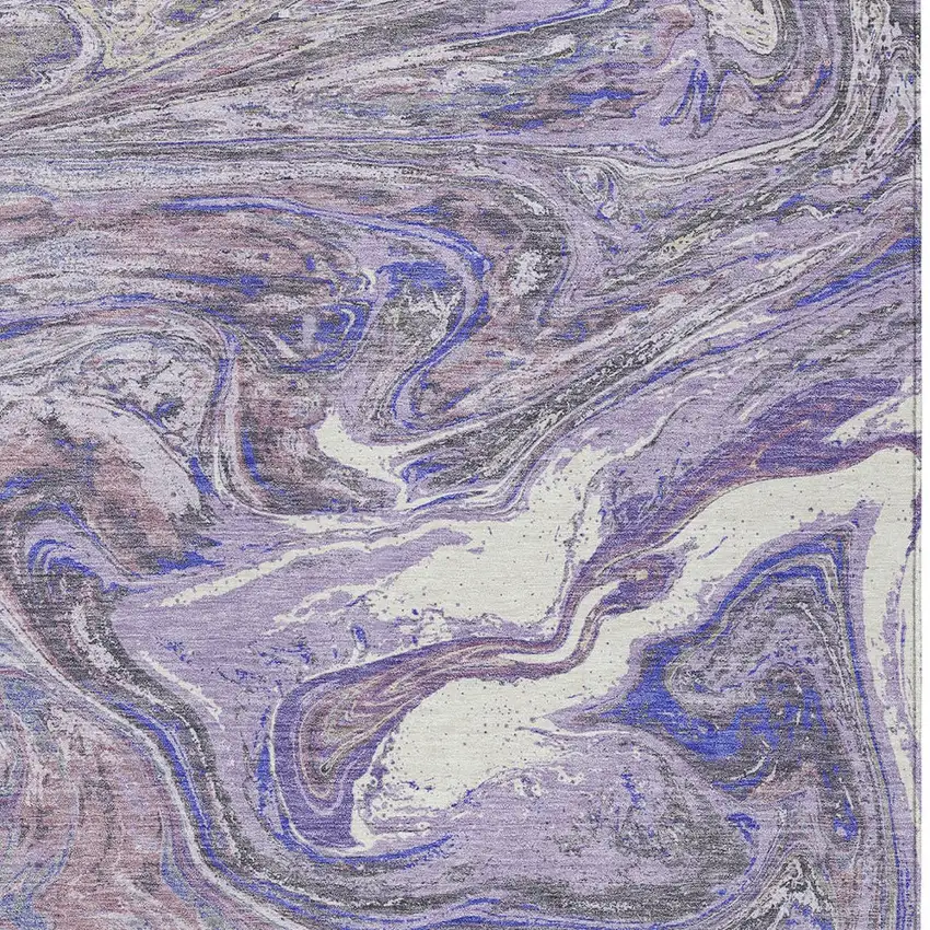 Lavender Purple And Gray Abstract Washable Indoor Outdoor Area Rug Photo 6