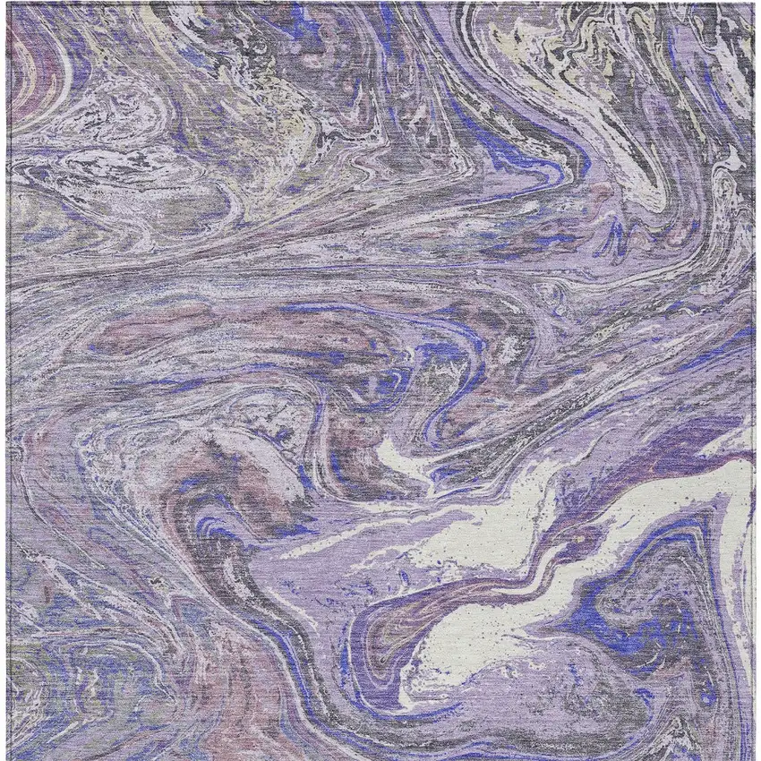 Lavender Purple And Gray Abstract Washable Indoor Outdoor Area Rug Photo 7