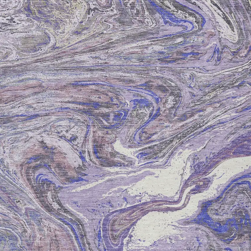 Lavender Purple And Gray Abstract Washable Indoor Outdoor Area Rug Photo 6