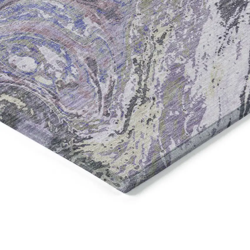Lavender Purple And Gray Abstract Washable Indoor Outdoor Area Rug Photo 4