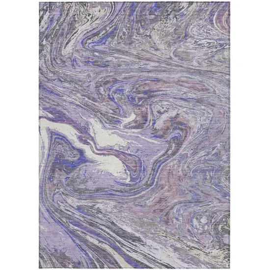 Lavender Purple And Gray Abstract Washable Indoor Outdoor Area Rug Photo 7