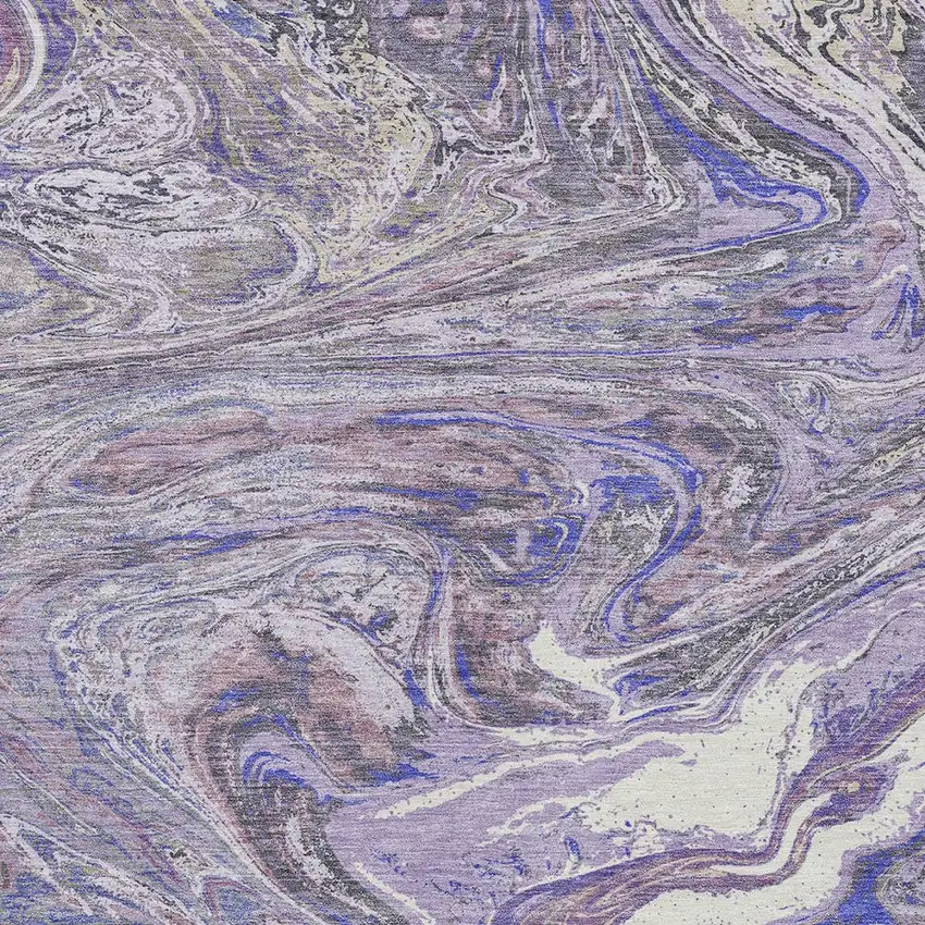 Lavender Purple And Gray Abstract Washable Indoor Outdoor Area Rug Photo 6