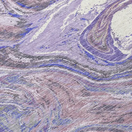 Lavender Purple And Gray Abstract Washable Indoor Outdoor Area Rug Photo 5