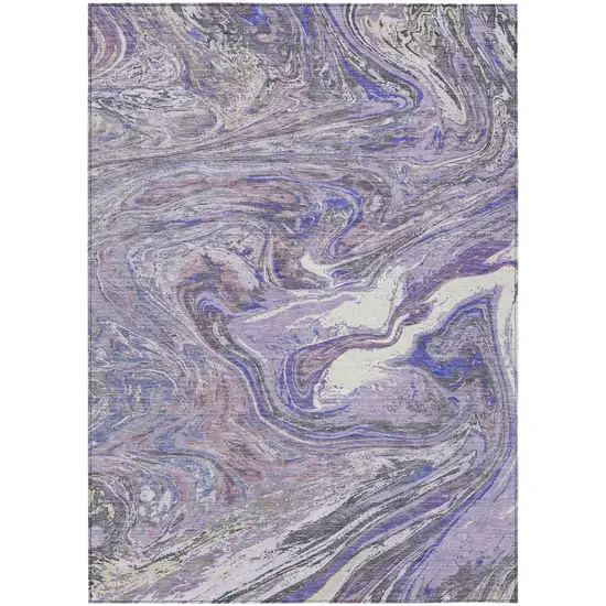 Lavender Purple And Gray Abstract Washable Indoor Outdoor Area Rug Photo 2