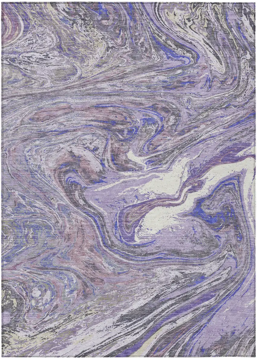 Lavender Purple And Gray Abstract Washable Indoor Outdoor Area Rug Photo 2