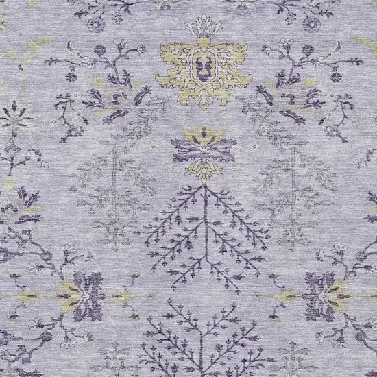 Lavender Purple And Gray Floral Washable Indoor Outdoor Area Rug Photo 5