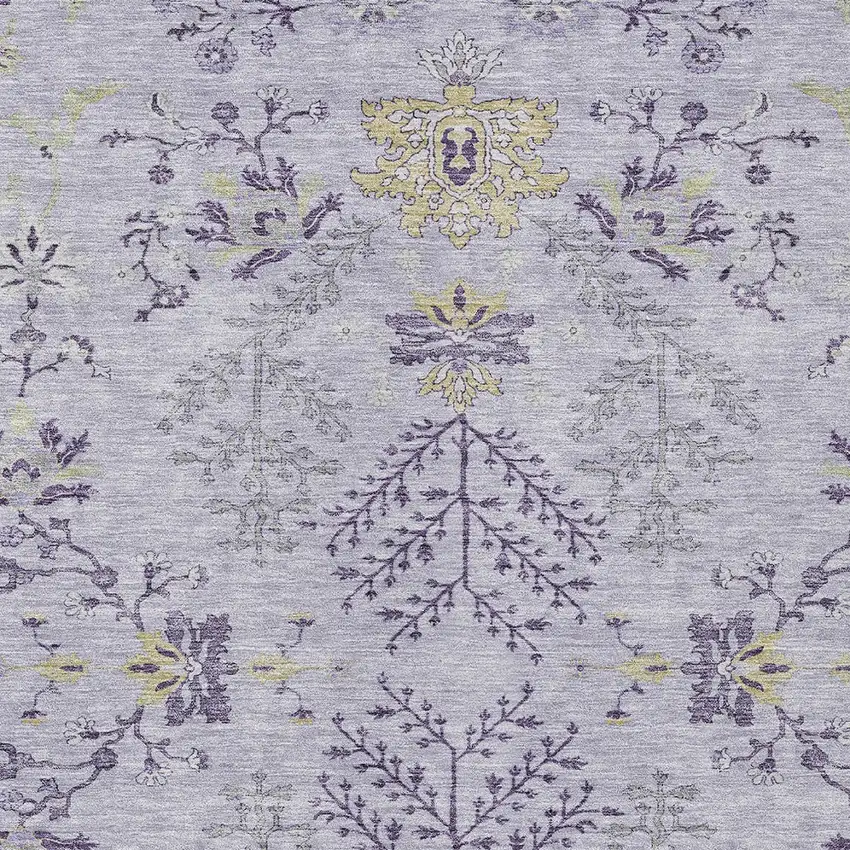 Lavender Purple And Gray Floral Washable Indoor Outdoor Area Rug Photo 5