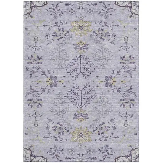 Lavender Purple And Gray Floral Washable Indoor Outdoor Area Rug Photo 6