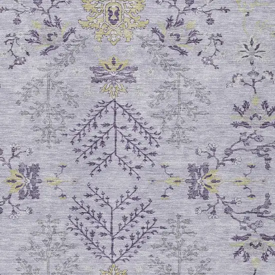 Lavender Purple And Gray Floral Washable Indoor Outdoor Area Rug Photo 5