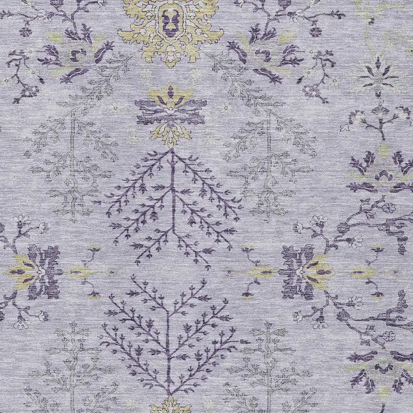 Lavender Purple And Gray Floral Washable Indoor Outdoor Area Rug Photo 5