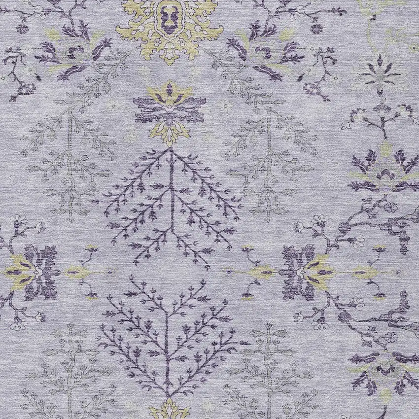 Lavender Purple And Gray Floral Washable Indoor Outdoor Area Rug Photo 5