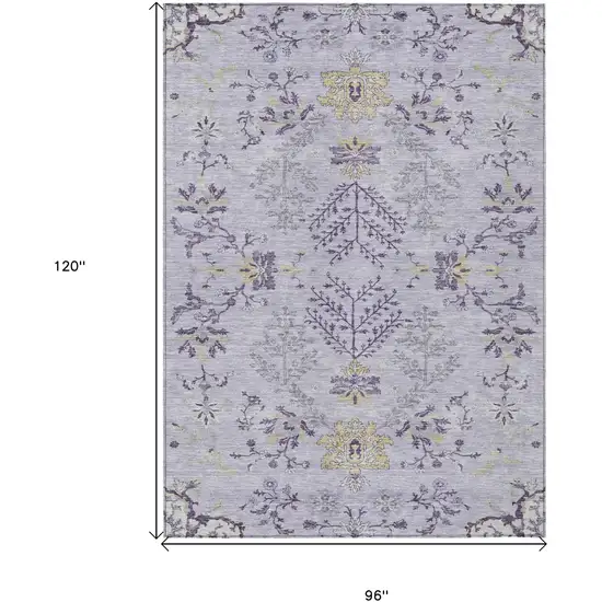 Lavender Purple And Gray Floral Washable Indoor Outdoor Area Rug Photo 3