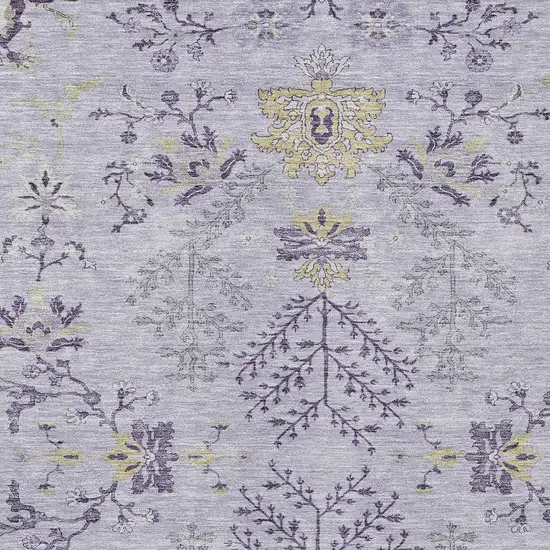 Lavender Purple And Gray Floral Washable Indoor Outdoor Area Rug Photo 5