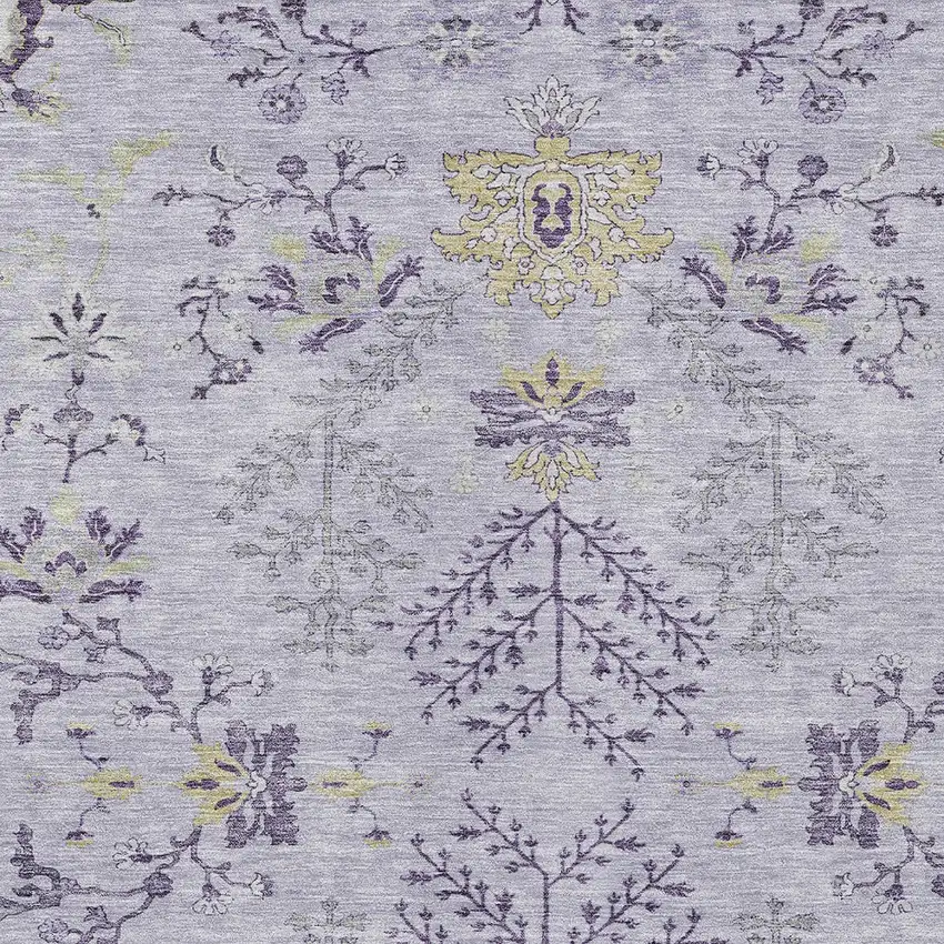 Lavender Purple And Gray Floral Washable Indoor Outdoor Area Rug Photo 5