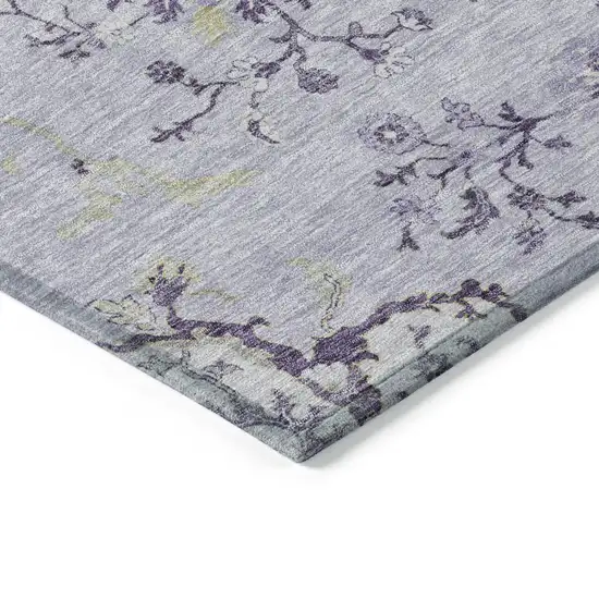 Lavender Purple And Gray Floral Washable Indoor Outdoor Area Rug Photo 4
