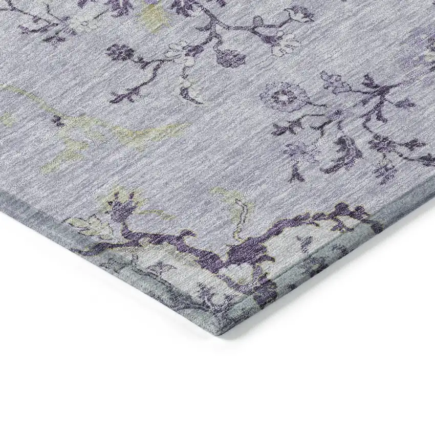 Lavender Purple And Gray Floral Washable Indoor Outdoor Area Rug Photo 4