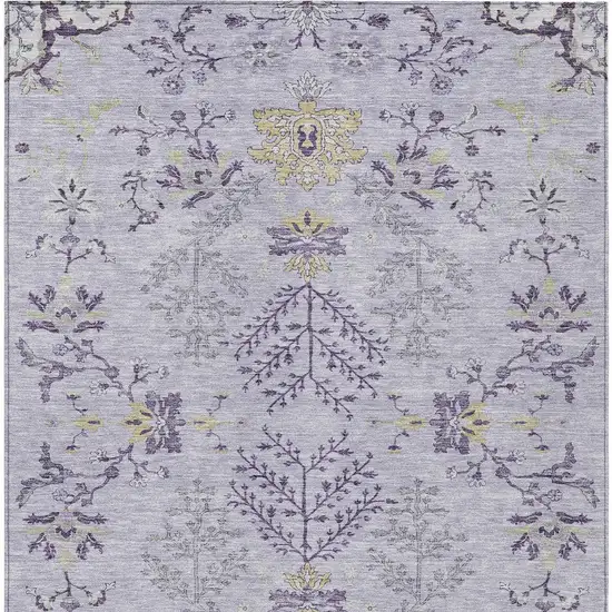 Lavender Purple And Gray Floral Washable Indoor Outdoor Area Rug Photo 6