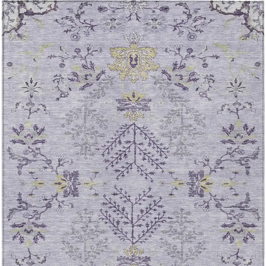 Lavender Purple And Gray Floral Washable Indoor Outdoor Area Rug Photo 6