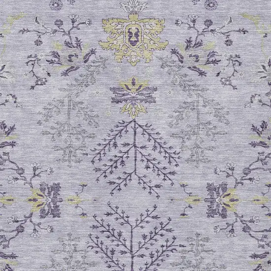 Lavender Purple And Gray Floral Washable Indoor Outdoor Area Rug Photo 5