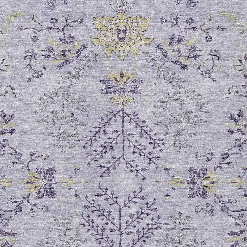 Lavender Purple And Gray Floral Washable Indoor Outdoor Area Rug Photo 5