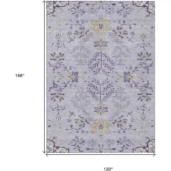 Lavender Purple And Gray Floral Washable Indoor Outdoor Area Rug Photo 3