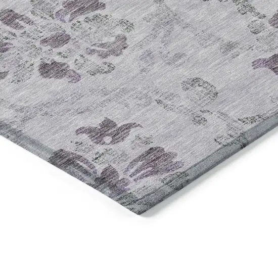 Lavender Purple And Gray Floral Washable Indoor Outdoor Area Rug Photo 4