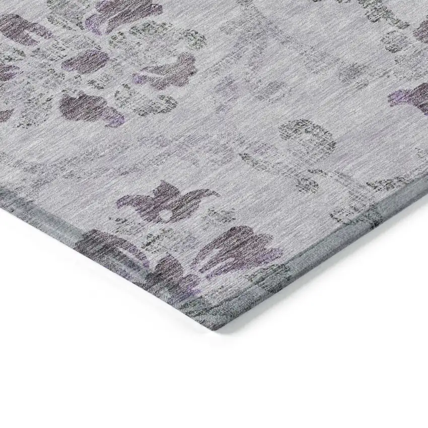 Lavender Purple And Gray Floral Washable Indoor Outdoor Area Rug Photo 4
