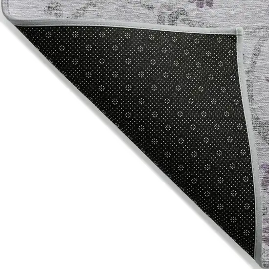 Lavender Purple And Gray Floral Washable Indoor Outdoor Area Rug Photo 3