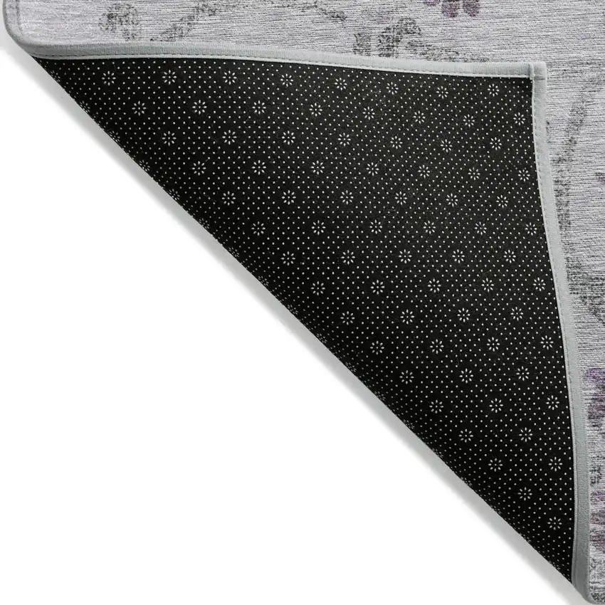 Lavender Purple And Gray Floral Washable Indoor Outdoor Area Rug Photo 3