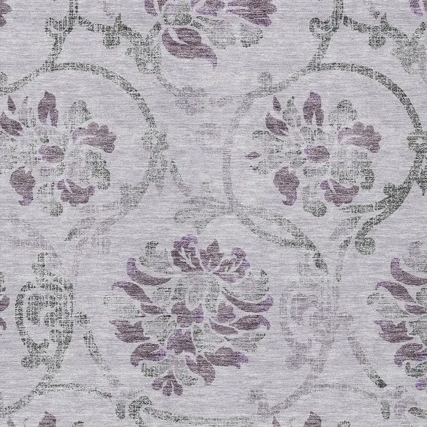 Lavender Purple And Gray Floral Washable Indoor Outdoor Area Rug Photo 5