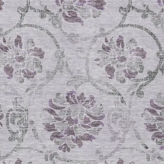 Lavender Purple And Gray Floral Washable Indoor Outdoor Area Rug Photo 5
