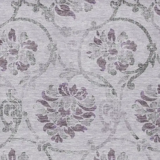 Lavender Purple And Gray Floral Washable Indoor Outdoor Area Rug Photo 4