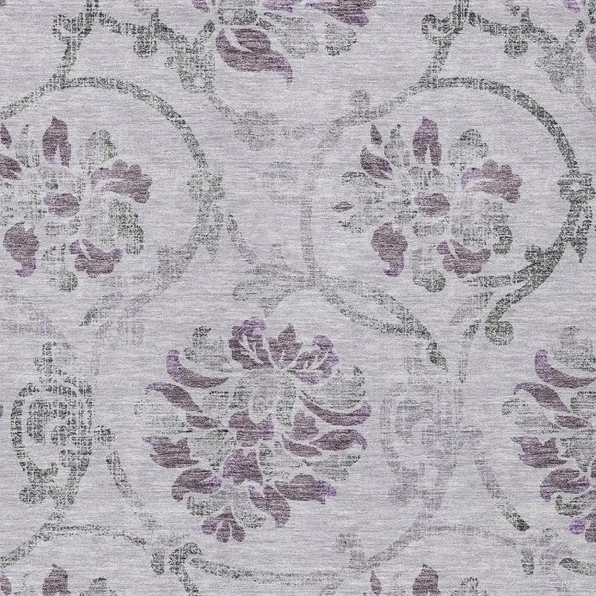 Lavender Purple And Gray Floral Washable Indoor Outdoor Area Rug Photo 4