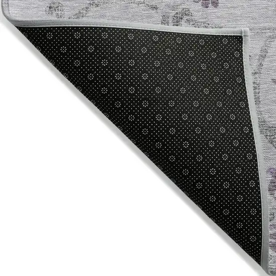 Lavender Purple And Gray Floral Washable Indoor Outdoor Area Rug Photo 2