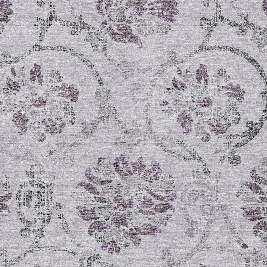 Lavender Purple And Gray Floral Washable Indoor Outdoor Area Rug Photo 6