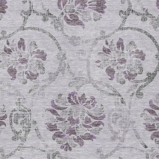 Lavender Purple And Gray Floral Washable Indoor Outdoor Area Rug Photo 6
