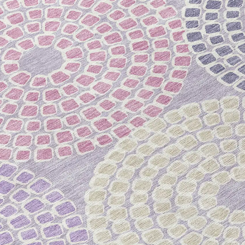 Lavender Purple And Gray Geometric Washable Indoor Outdoor Area Rug Photo 7