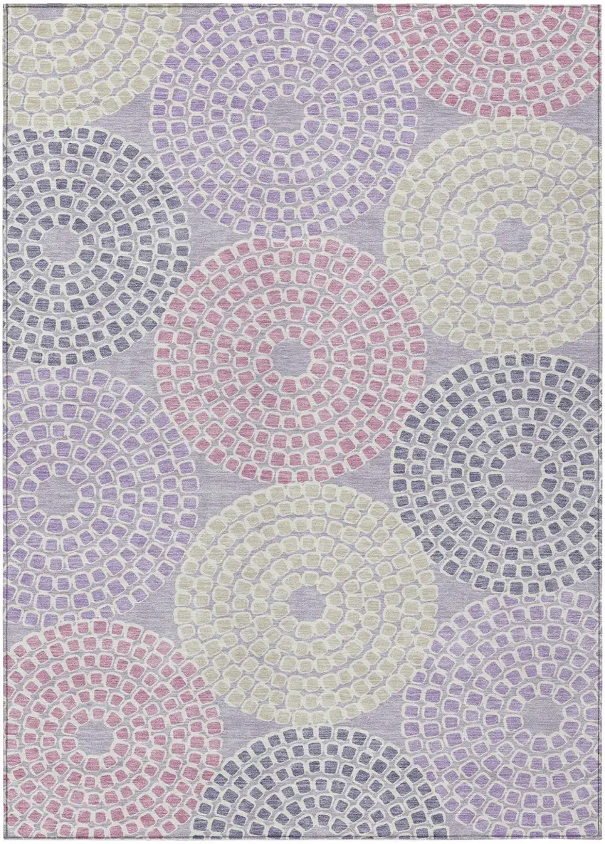 Lavender Purple And Gray Geometric Washable Indoor Outdoor Area Rug Photo 2