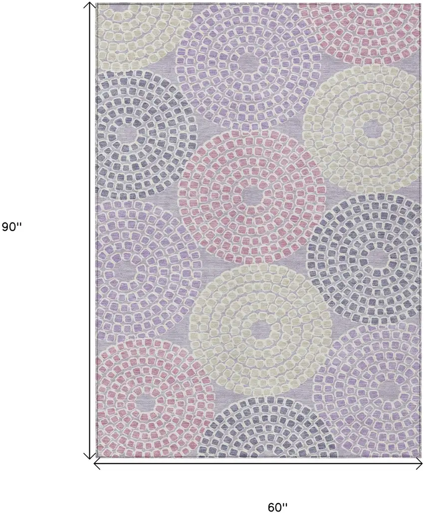 Lavender Purple And Gray Geometric Washable Indoor Outdoor Area Rug Photo 3