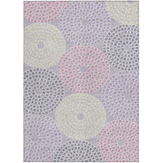Lavender Purple And Gray Geometric Washable Indoor Outdoor Area Rug Photo 8