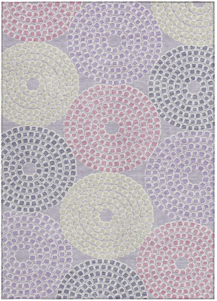 Lavender Purple And Gray Geometric Washable Indoor Outdoor Area Rug Photo 8