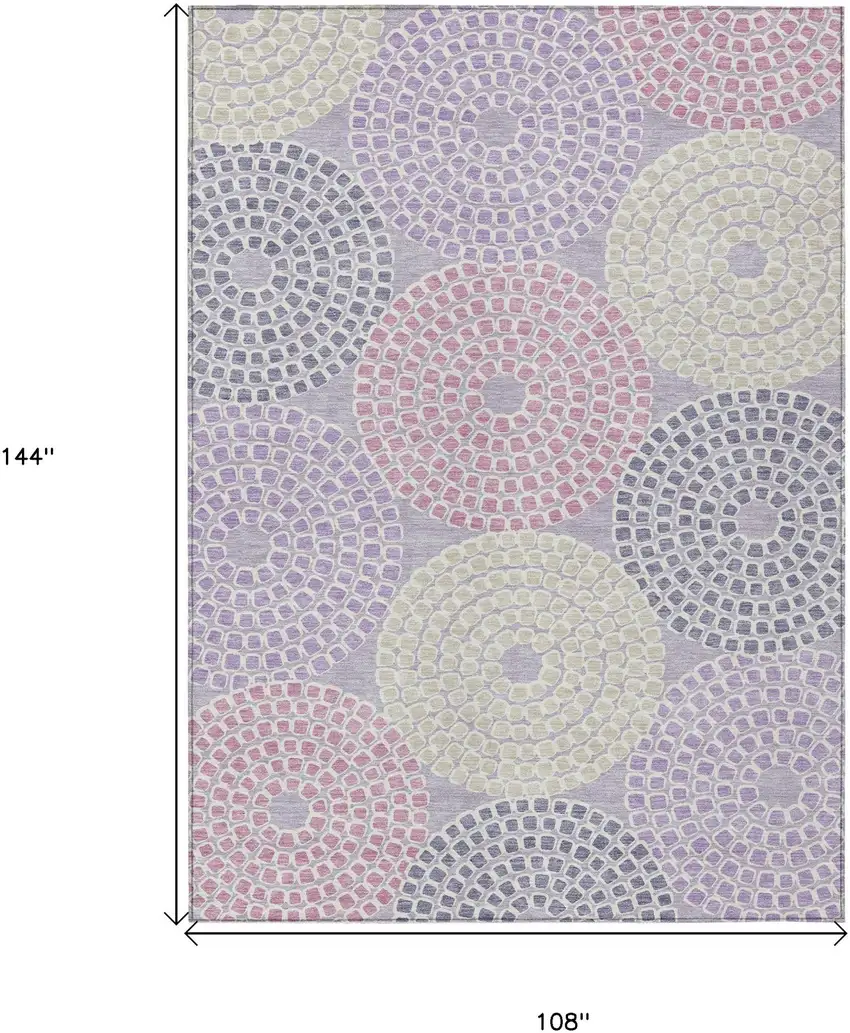 Lavender Purple And Gray Geometric Washable Indoor Outdoor Area Rug Photo 3