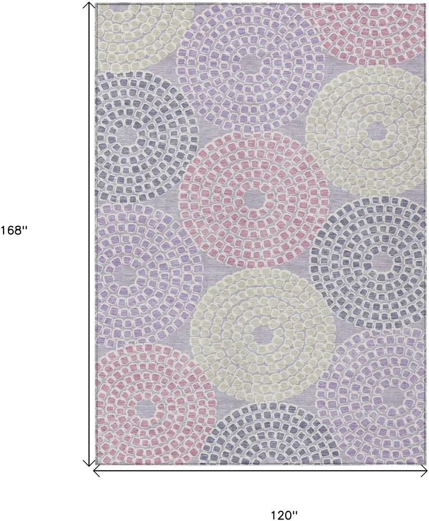 Lavender Purple And Gray Geometric Washable Indoor Outdoor Area Rug Photo 3