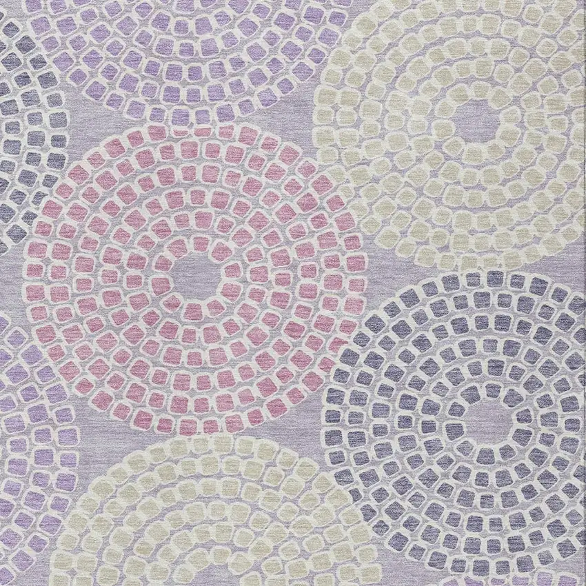 Lavender Purple And Gray Geometric Washable Indoor Outdoor Area Rug Photo 6
